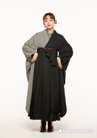 No.6611 千鳥格子×フリル付き黒袴