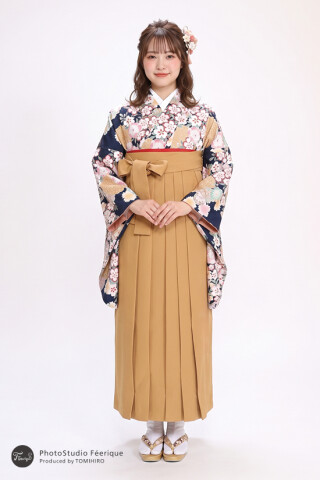 ［レトロ］紺 小花柄 からし袴