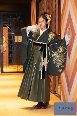 No.4405 天翔天音ブランド袴ネットレンタル　ヴィンテージスタイル　レザー袴　かっこいい　スタイリッシュ　ブーツスタイル R26074