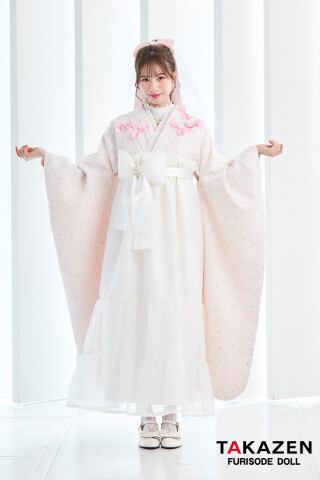 No.4421 キュート＆ガーリー袴　ピンク　リボン付き　一番かわいい　ラブリー　レースインナーコーデ　白宮みずほ　リボン付きドレス袴ネットレンタル　LH8