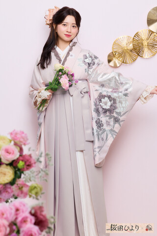 No.4465 桜田ひよりブランド袴ネットレンタル　正統派古典　ピンク　くすみ系　控えめ　大人っぽい　プリーツ袴　R26091