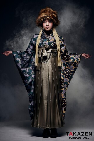 No.4475 ヴィンテージスタイル　カーキ　迷彩柄/バラ柄/カモフラ柄　ストリート　ブーツコーデ　かっこいい　おしゃれ　HIROCK/ハイロックコラボ袴ネットレンタル　GH8