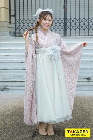 No.4496 キュート＆ガーリー　ダスティーピンク　総レース　かわいい　ゆるふわ　　ブーツスタイル　おしゃれ　ドレス袴ネットレンタル　RY162