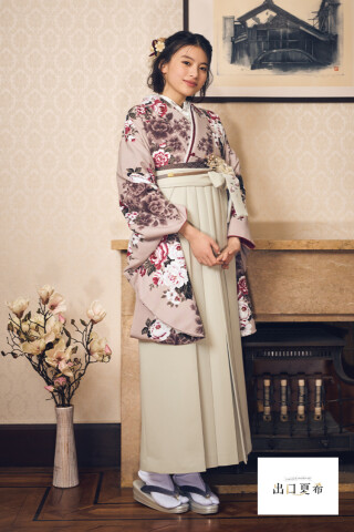 No.4496 出口夏希ブランド袴ネットレンタル　正統派古典　ダスティーカラー/ピンクベージュ　古典柄　清楚　王道　おしとやか　清楚系　R26088