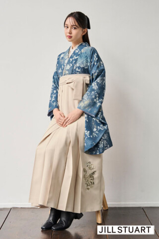 JILL STUARTブランド袴ネットレンタル　ヴィンテージスタイル　青/ブルー　ピオニー　スタイリッシュ　大人っぽい　お洒落　ブーツコーデ　R27019