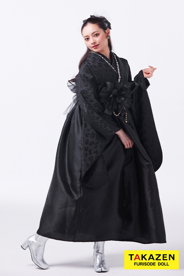 最新作ヘップバーン袴 黒 ヒョウ柄 大人っぽい かっこいい おしゃれ MODE ブーツコーデ Shiho【通販可】LH29の衣装画像2