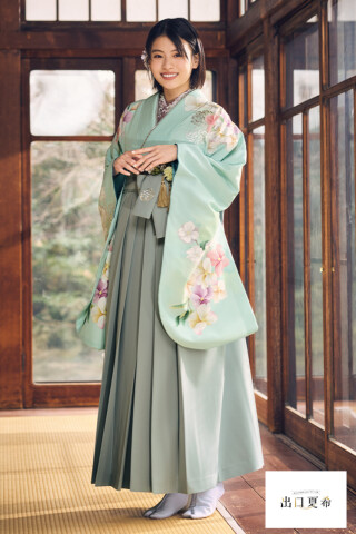No.5228 出口夏希ブランド袴ネットレンタル　正統派古典　ミントグリーン　古典柄　清楚　控えめ　おしとやか　ナチュラル　R26086