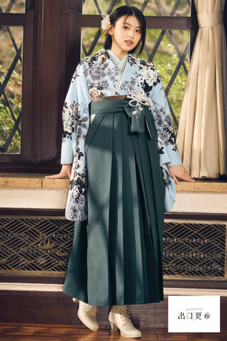 No.5237 出口夏希ブランド袴ネットレンタル　正統派古典　水色　くすみカラー古典　古典柄　和モダン　清楚な袴コーデ　R26085