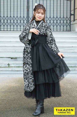 No.5237 キュート＆ガーリー　黒/白　花柄/総柄　フレンチガーリー　お洒落　ブーツスタイル　ドレス袴ネットレンタル　RY161