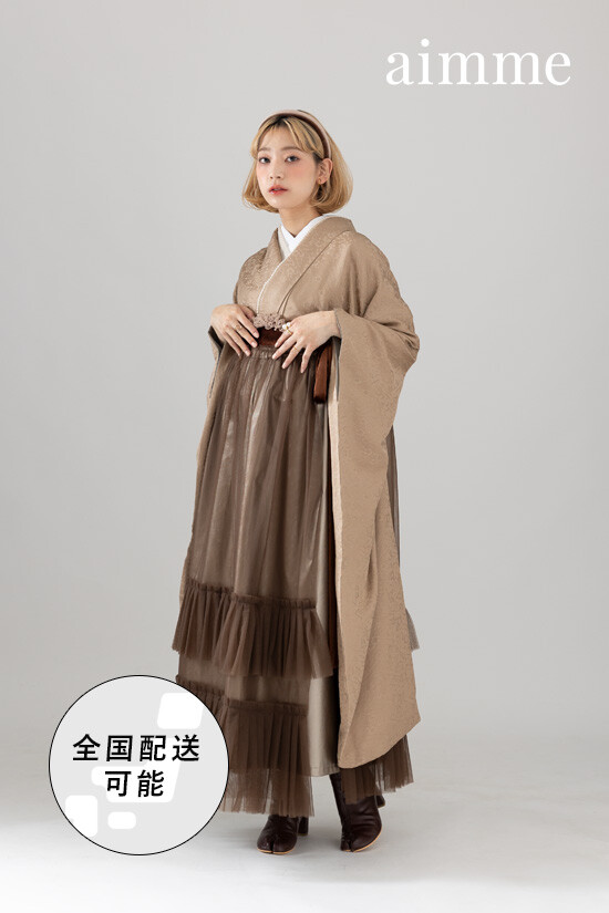 ベージュ×ブラウン 卒業袴の衣装画像1