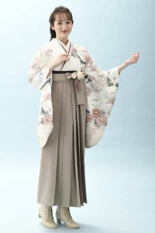 白に花尽くし2尺袖＆袴