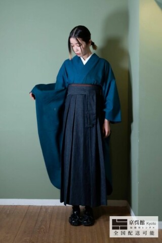 No.13531 片身変わり紬花びら × オリジナルデニム袴