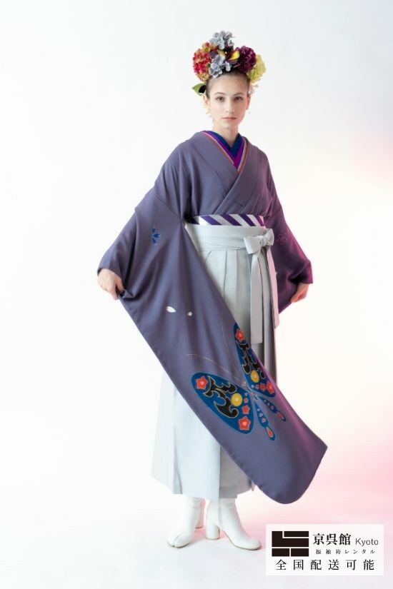 アールヌーボー蝶に桜× 無地袴の衣装画像1