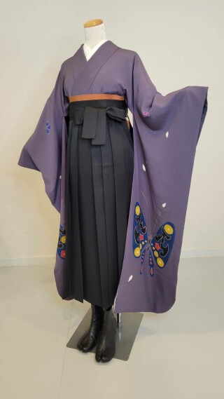 No.13554 アールヌーボー蝶に桜 × 無地袴