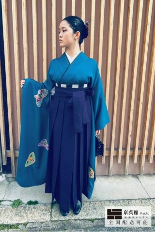 No.13554 アールヌーボー蝶に桜 × 無地袴