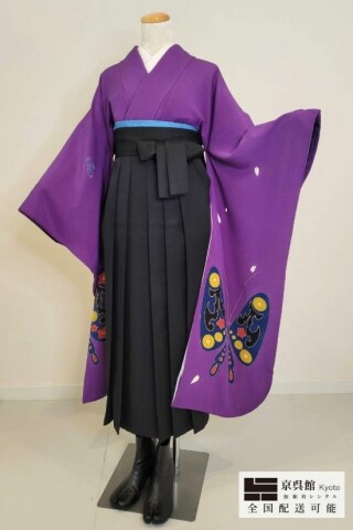 No.13556 アールヌーボー蝶に桜 × 無地袴