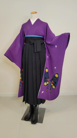 No.13556 アールヌーボー蝶に桜 × 無地袴