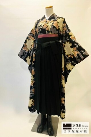 No.13574 牡丹に蝶八掛スワロ × 無地袴