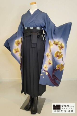 袖に胡蝶蘭 × 無地袴