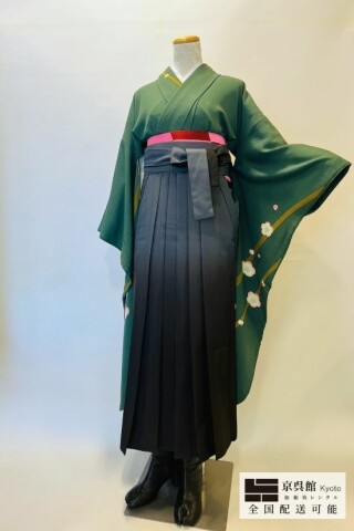 線に梅 × グラデーション袴