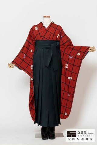 No.14078 格子にさくら×無地袴