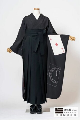 No.14086 時計とトランプ×無地袴