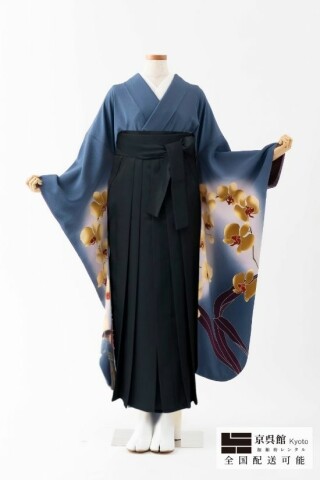 No.14092 袖に胡蝶蘭×無地袴