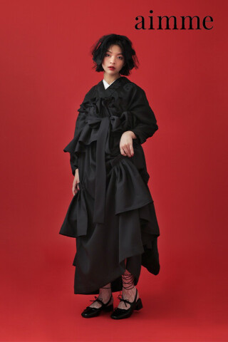 aimmeオリジナル ティアードフリル袴 BLACK