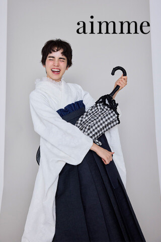 ホワイトレース×デニム袴