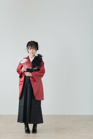 レザー調　無地赤