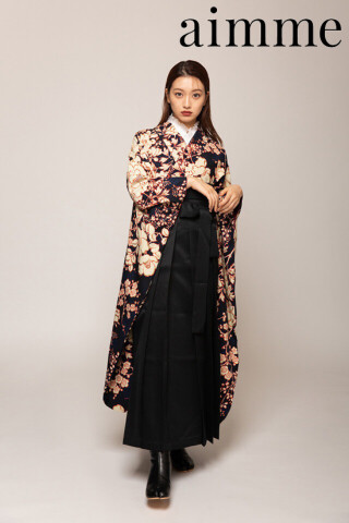 No.7509 【saeちゃん着用】総柄ネイビー×黒袴