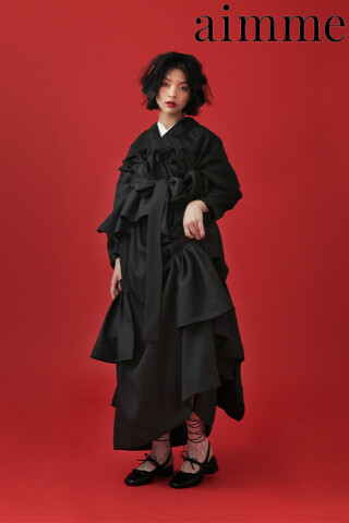 No.7636 aimmeオリジナル ティアードフリル袴 BLACK