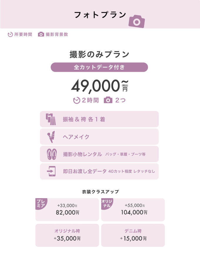 撮影のみプラン
