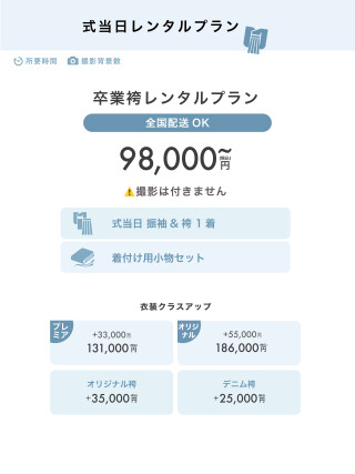 【11月土日祝限定10%OFF＆口コミ投稿でギフトプレゼント！】式当日レンタルのみプラン