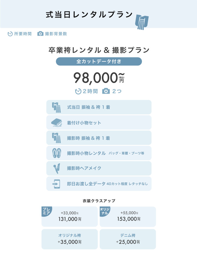 【12月土日祝限定10%OFF＆1万円OFF&口コミ投稿でギフトプレゼント！】式当日レンタル&撮影プラン