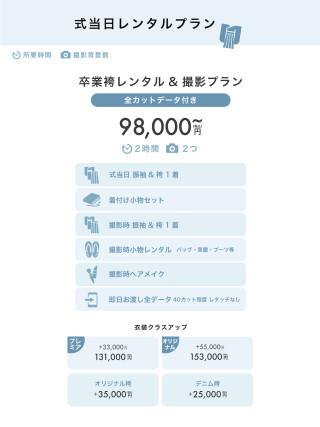 【11月土日祝限定10%OFF＆1万円OFF&口コミ投稿でギフトプレゼント！】式当日レンタル&撮影プラン