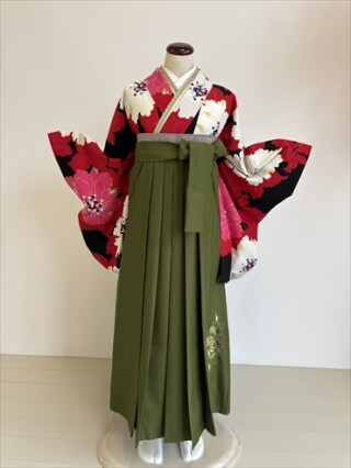赤×花柄