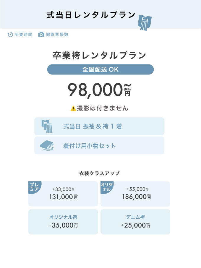 卒業袴式当日レンタルのみプラン