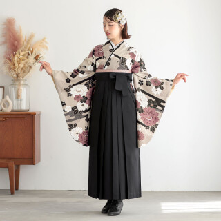 No.14190 G1056 くすみベージュ 古典牡丹と菊