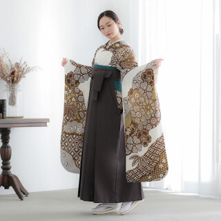 R2045 白×茶 疋田風松竹梅