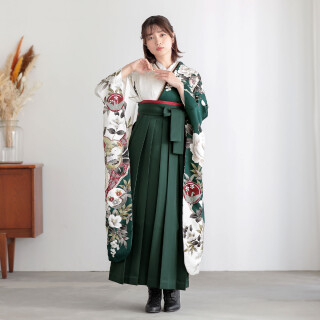 R2201 Haru 深緑×白　梅に椿