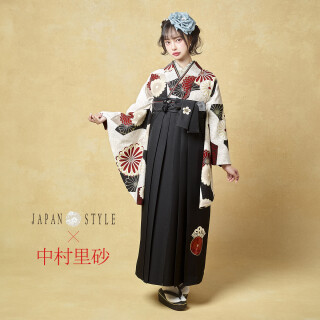 G1058 ジャパンスタイル×中村里砂 ベージュ 扇面に菊